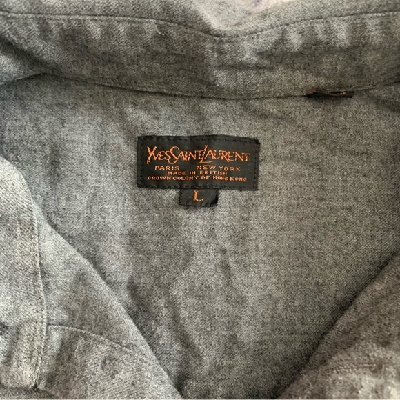 Yes Saint Laurent Gray Button Down Long Sleeve Size L - Picture 5 of 6